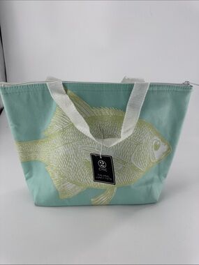 Chic Thermal Lunch Tote - Mint with Yellow Fish Print NWT